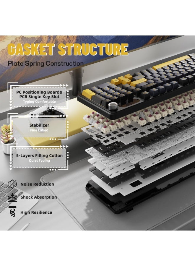 Attack Shark X98 Pro Wireless Mechanical Keyboard with Screen & Knob, 2.4G/USB-C/BT5.0 Gasket Hot Swappable Creamy Keyboard102 Keys, Web Driver RGB Gaming Keyboard for PC/Mac/PS4/Xbox - Image 4