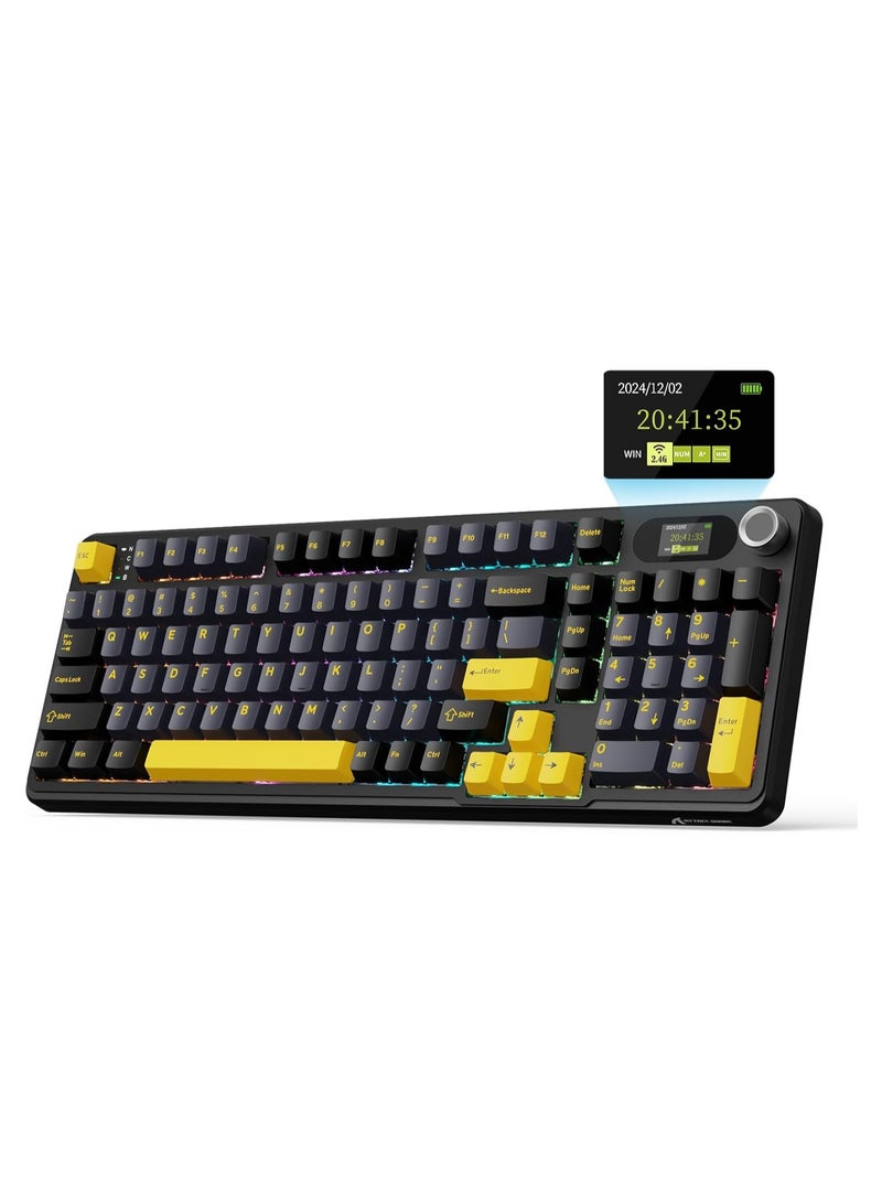 Attack Shark X98 Pro Wireless Mechanical Keyboard with Screen & Knob, 2.4G/USB-C/BT5.0 Gasket Hot Swappable Creamy Keyboard102 Keys, Web Driver RGB Gaming Keyboard for PC/Mac/PS4/Xbox - Image 1