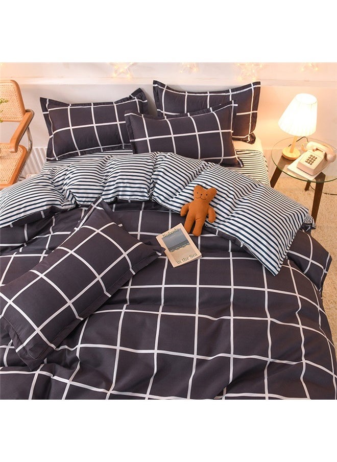 yongsheng 4-Piece Printed Duvet Cover Set Combination Black/White，Plaid Duvet Cover Set , Checkered Bedding Duvet Cover with 2 Pillow Shams,Soft Breathable Bedding Comforter Cover for All Season  - Image 1