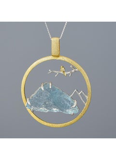 Generic Antique Birds And Flowers Aquamarine Original Stone Sterling Silver S925 Female Pendant Creative Design Data Package 