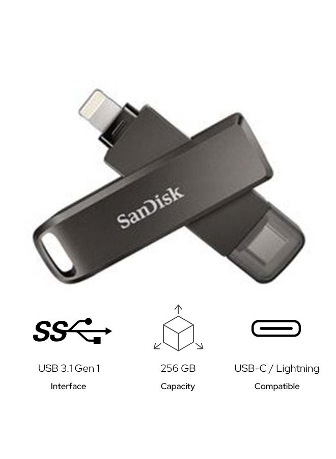 سانديسك فلاش درايف آي إكسباند فاخر - USB C + Lightning - للآيفون والآي باد، وللأجهزة ذات منفذ USB Type C بما فيها أجهزة الأندرويد - Image 1