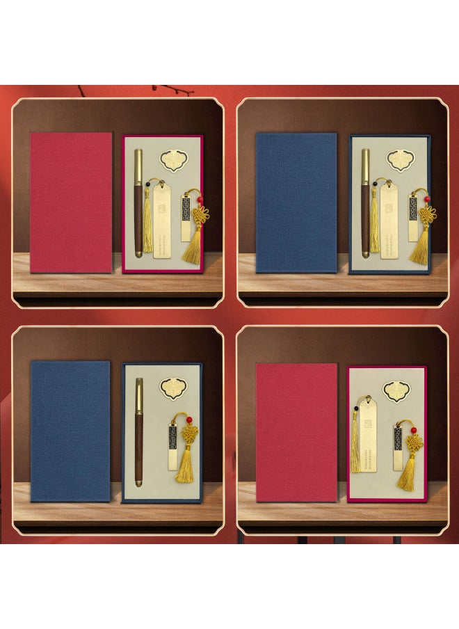 Ruyi U Disk 16g Suit Custom Logo Brass Hollow Ploughing Bookmark Sandalwood Sign Pen School Corporate Gifts-Color:(ruyi U Disk + Bookmark + Book Clip) Blue Gift Box-Capacity:64GB  - Image 3