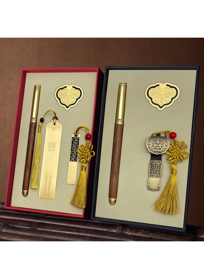 Ruyi U Disk 16g Suit Custom Logo Brass Hollow Ploughing Bookmark Sandalwood Sign Pen School Corporate Gifts-Color:(ruyi U Disk + Bookmark + Book Clip) Blue Gift Box-Capacity:64GB  - Image 4