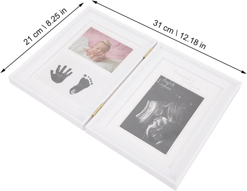 LABRIMP Picture Frame for Newborns and Infants Pvc Keepsake Photo Display Frame Handprint and Footprint White 31x21cm for Shower and Nursery Decor - Image 2