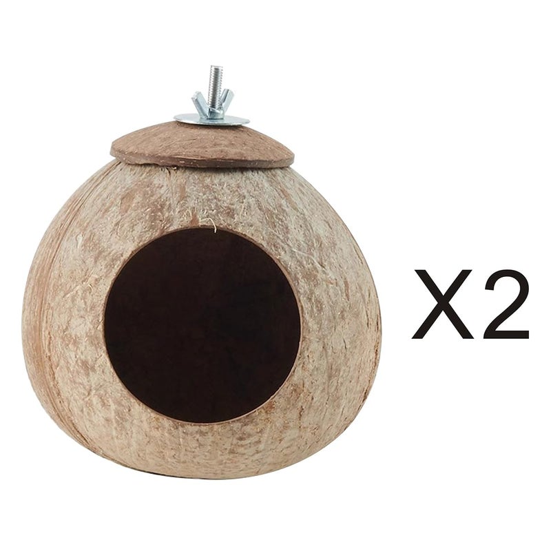 AHBLQD Bird Nest for Cage Natural Coconut Shell Birds House 2 Pack Parakeet Hide Breeding Hut Bird Cage Accessories & Decor Hamster Toys for Parrot Lovebirds Budgies Cockatiel Conure Finch Canary - Image 5