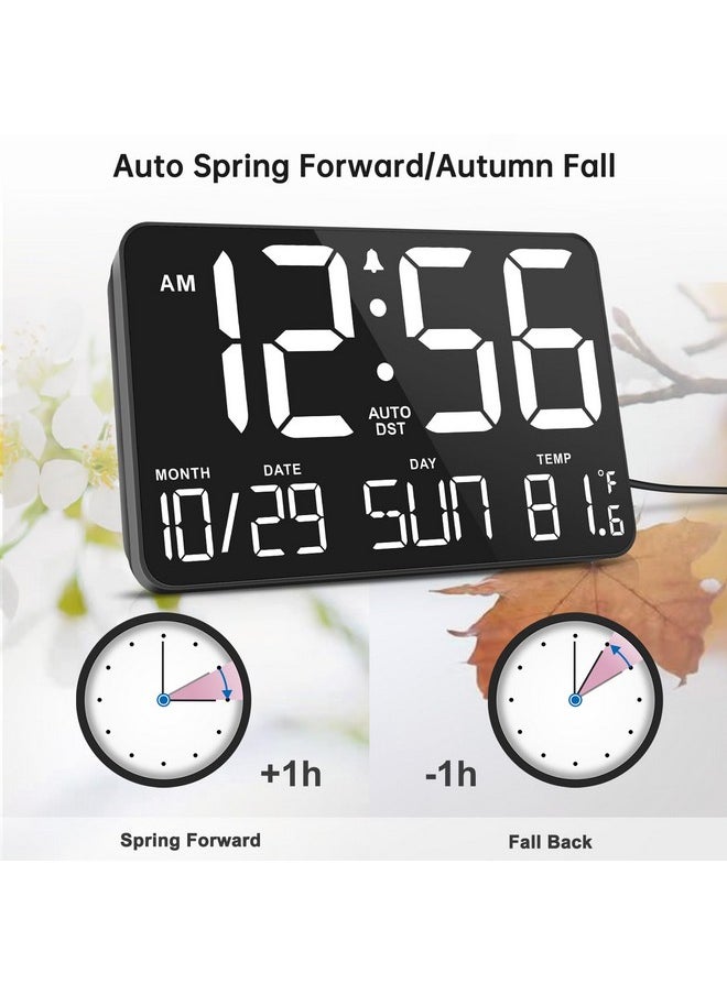 Soobest Soobest Large Display Digital Wall Calendar Clock with Date Day of Week, Alarm Clock for Bedroom Desk, Timer for Home Gym Workout 6 Dimmer Auto DST 12/24hr with Remote and Temperature(White)  - Image 3