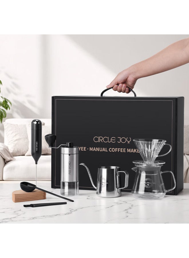 CircleJoy Circle Joy Pour Over Coffee Pot Gift Set Manual Coffee Grinder Hand Crank Coffee Bean Grinder Brewing Kit - Image 1