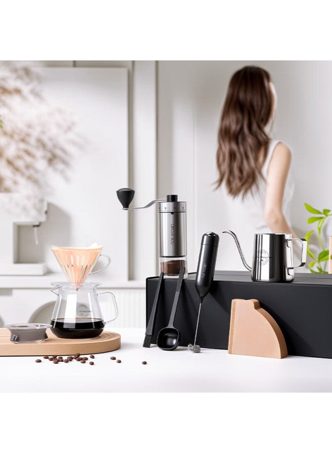 CircleJoy Circle Joy Pour Over Coffee Pot Gift Set Manual Coffee Grinder Hand Crank Coffee Bean Grinder Brewing Kit - Image 2