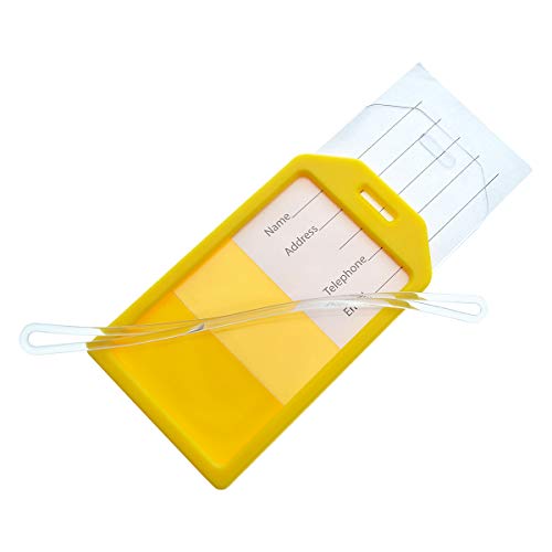 Specialist ID 5 Pack - Premium Rigid Airline Luggage Tag Holders with 6" Worm Loops - Heavy Duty Hard Plastic -Suitcase ID Tag Identifiers with Business Card Insert Window by Specialist ID (Yellow) - Image 5