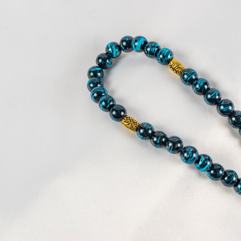 Black Blue Alabaster Stone Prayer Bead of 33 Beads - Image 4