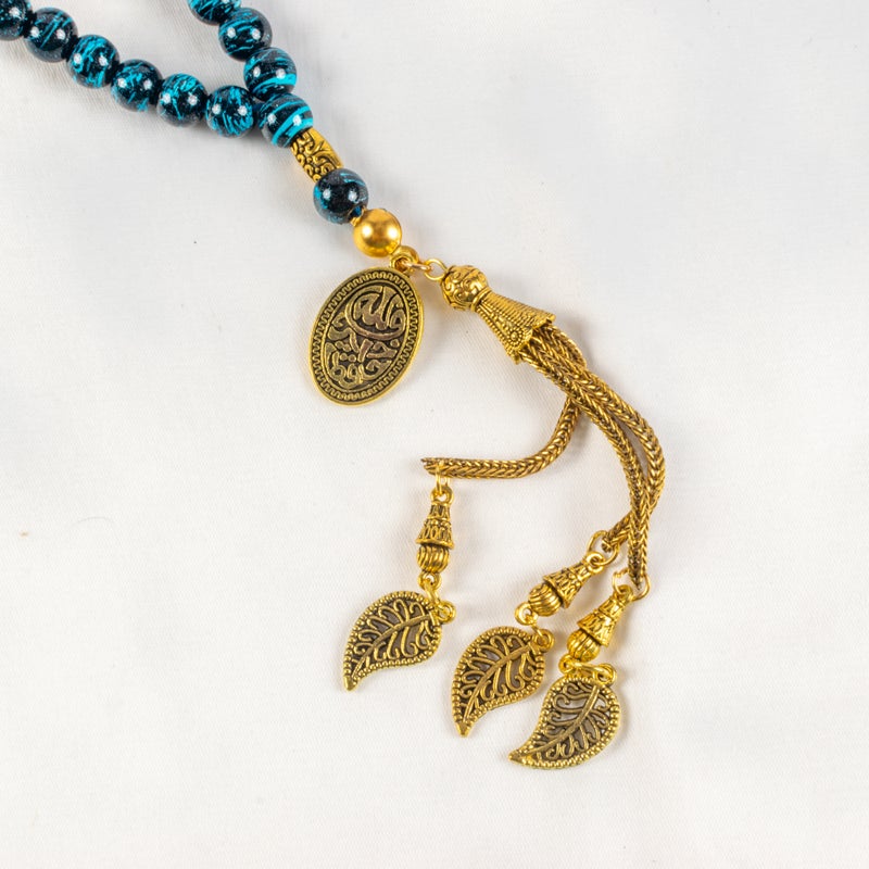 Black Blue Alabaster Stone Prayer Bead of 33 Beads - Image 2