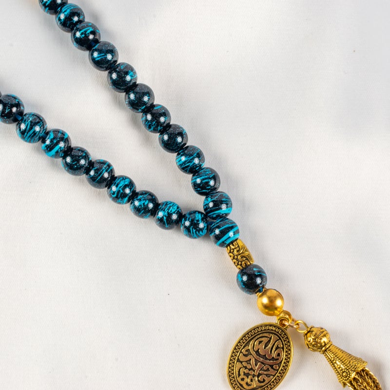 Black Blue Alabaster Stone Prayer Bead of 33 Beads - Image 3