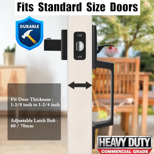 voxmude Front Door Handle Heavy Duty, Single Cylinder Modern Exterior Door Handle with Entrance Passage Lever, Interior Lever Reversible for Right and Left Sided Doors, Lower Half Grip (Matte Black) - Image 2