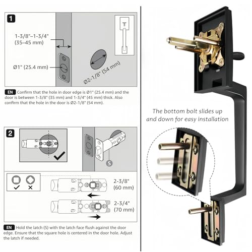 voxmude Front Door Handle Heavy Duty, Single Cylinder Modern Exterior Door Handle with Entrance Passage Lever, Interior Lever Reversible for Right and Left Sided Doors, Lower Half Grip (Matte Black) - Image 4