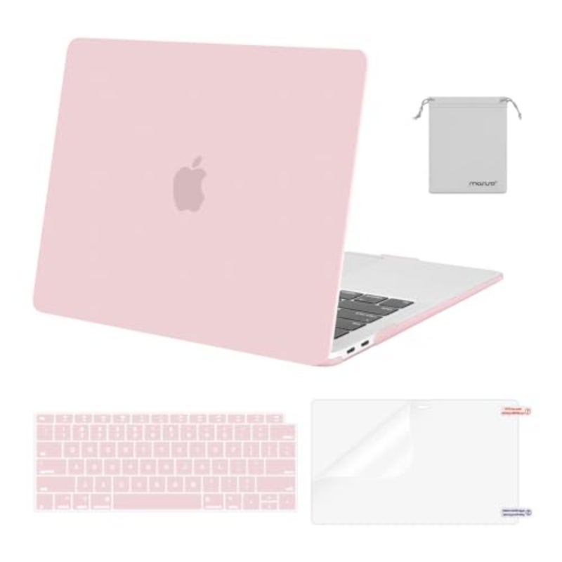 حافظة حماية لجهاز MacBook Air مقاس 13.3 بوصة للاستخدام اليومي، هيكل من البلاستيك الصلب بلون الكوارتز الوردي مع غطاء لوحة المفاتيح وفيلم الشاشة وحقيبة التخزين - Image 1