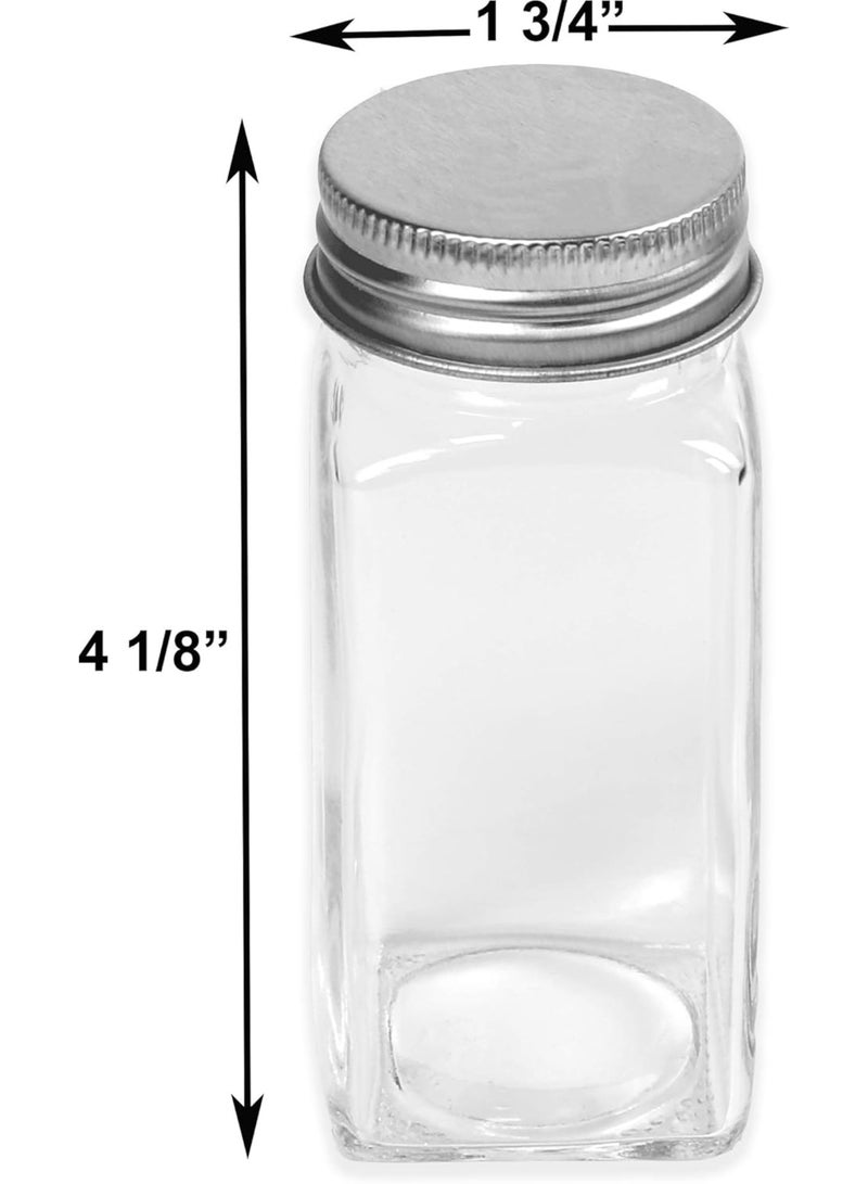 YelaJoy 24 Glass Spice Jars with w/3 Types of Labels-4oz Empty Square Spice Containers,Three Kinds of Shaker Lids and Airtight Metal Caps-White Paint Pen and Silicone Collapsible Funnel Included  - Image 3