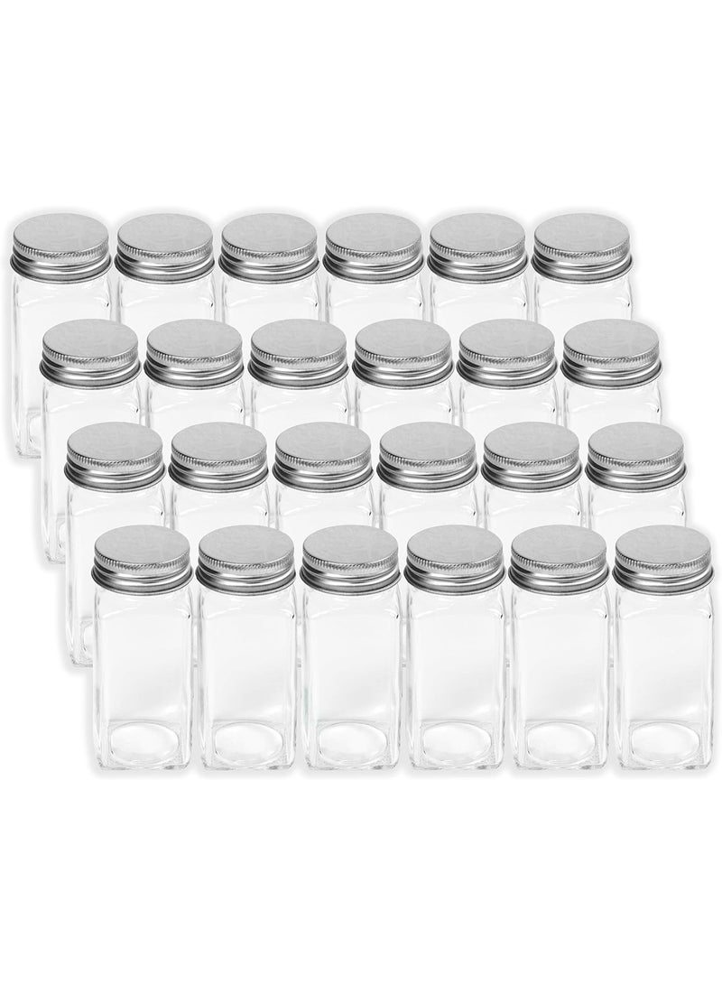 YelaJoy 24 Glass Spice Jars with w/3 Types of Labels-4oz Empty Square Spice Containers,Three Kinds of Shaker Lids and Airtight Metal Caps-White Paint Pen and Silicone Collapsible Funnel Included  - Image 5