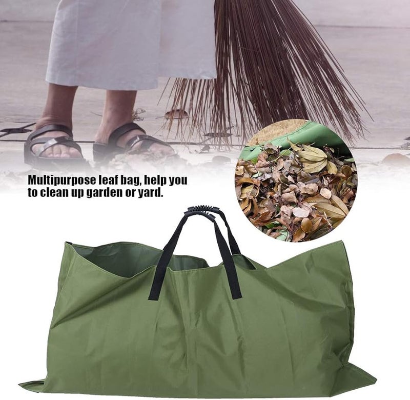 كيس نفايات ساحة كبير قابل للطي من قماش أكسفورد الأخضر لحصيرة تخزين الأوراق - Image 3