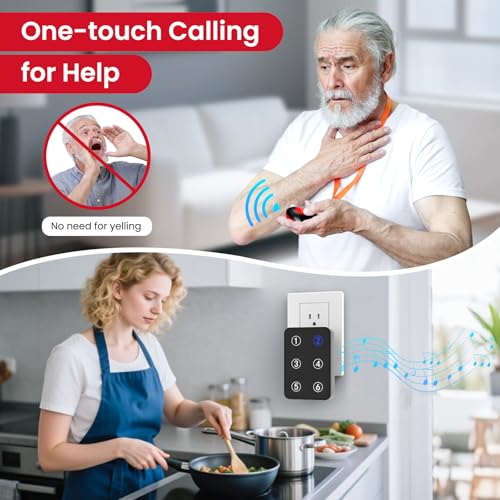 CallToU Wireless Call Button Caregiver Pager Nurse Call System for Elderly/Patients at Home/Hospital with Voice Announcements and LED Number Display (6 Waterproof Call Button & 2 Receiver) - Image 4