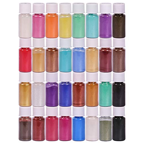 SEISSO Mica Powder for Epoxy Resin, 32 Colors, 0.18 oz(5g) Bottles Mica Pigment Powder for Lip Gloss, Soap Making, Bath Bomb, Art Crafts, Resin Dye, Nails - Image 1