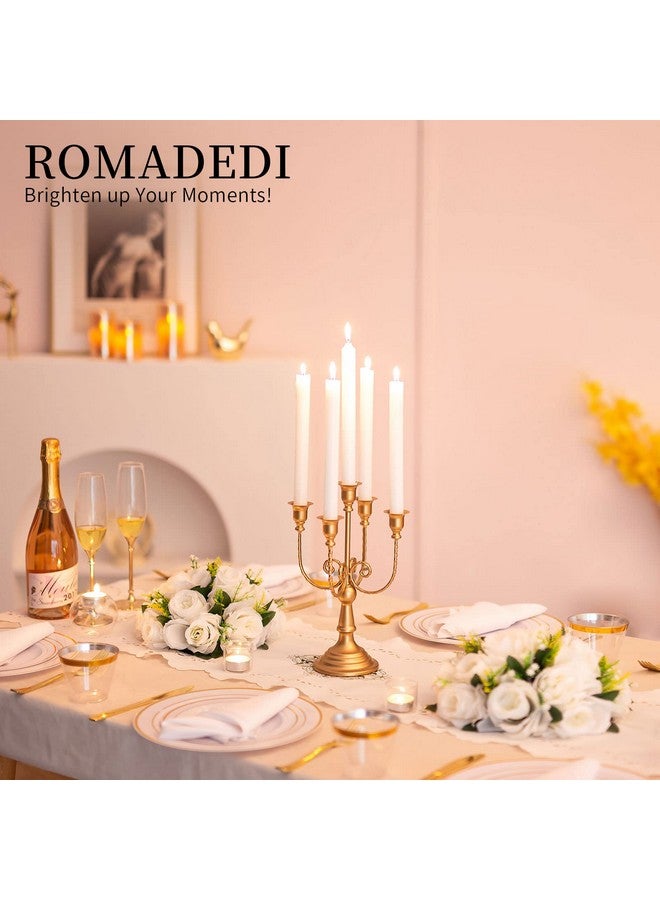Romadedi حامل الشموع رومادي دي كندلبرارا الذهبية - 5 ذراع 11.8" حامل شموع زفاف لمركز طاولة حفلة موضوعية لتزيين غرفة الطعام عيد ميلاد عطلة عيد الميلاد، مجموعة من 6 - Image 2