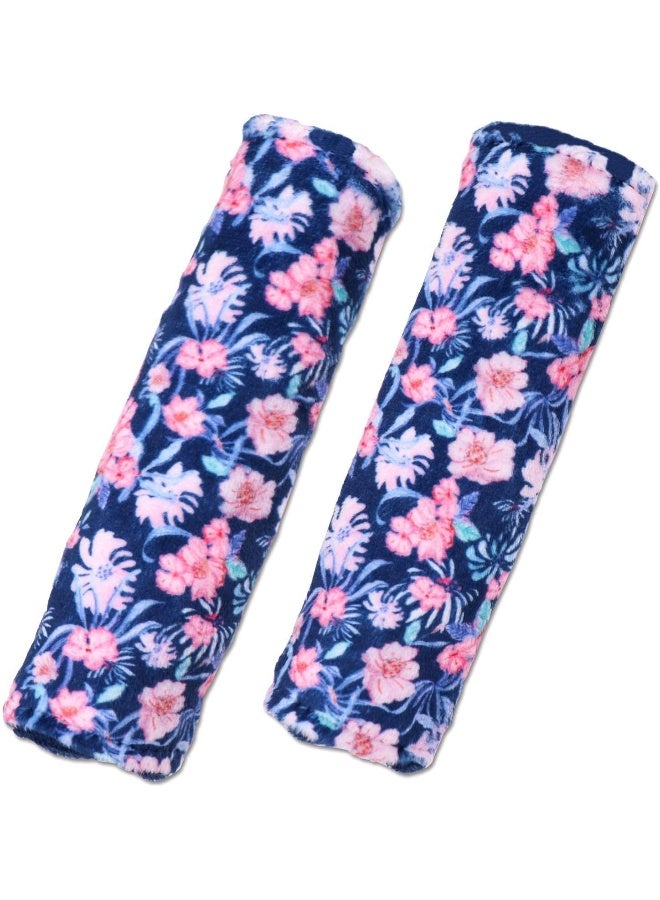 SWESEN Baby Car Seat Belt Covers, Floral Stroller Seat Strap Covers, Car Seat Straps Shoulder Pads for Girls Boys, Minky Seat Belt Protectors for Car Seats/Pushchair, for Kids Newborn Infants Toddlers - Image 1