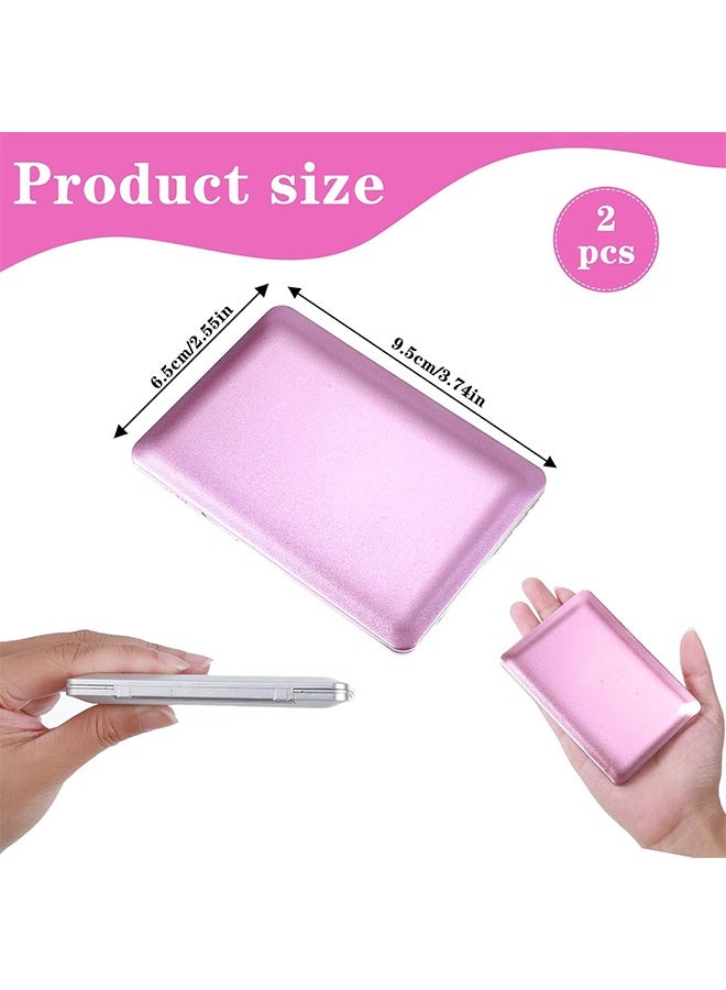 2 جهاز كمبيوتر شخصي ميني لعبة جيب مرآة، مرآة صغيرة المدمجة، قطة الكمبيوتر المحمول على شكل مرايا، مرآة الكمبيوتر المزيفة قابلة للطي المحمولة لحفظة السفر المكياج المنزلي ديكور الدمية الحيوانات الأليفة (الفضة والوردي) - Image 3