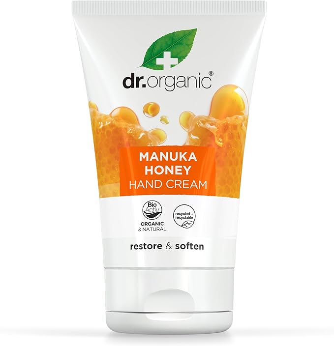 dr.organic Dr Organic Manuka Honey Hand Cream Moisturising Dry Skin Mens Womens Natural Vegetarian CrueltyFree Paraben SLSFree Recycled Recyclable Organic 125ml Packaging may vary - Image 1