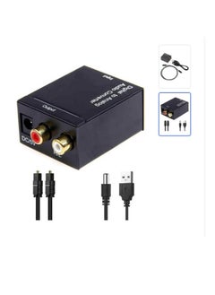 Digital To Analog Audio Converter Digital Optical Spdif Coaxial To Analog L/R Rca Converter Toslink To 3.5Mm Jack Audio Adapter With Optical Cable Usb Power Black