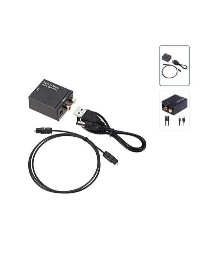 Generic Digital To Analog Audio Converter Digital Optical Spdif Coaxial To Analog L/R Rca Converter Toslink To 3.5Mm Jack Audio Adapter With Optical Cable Usb Power Black  - Image 2