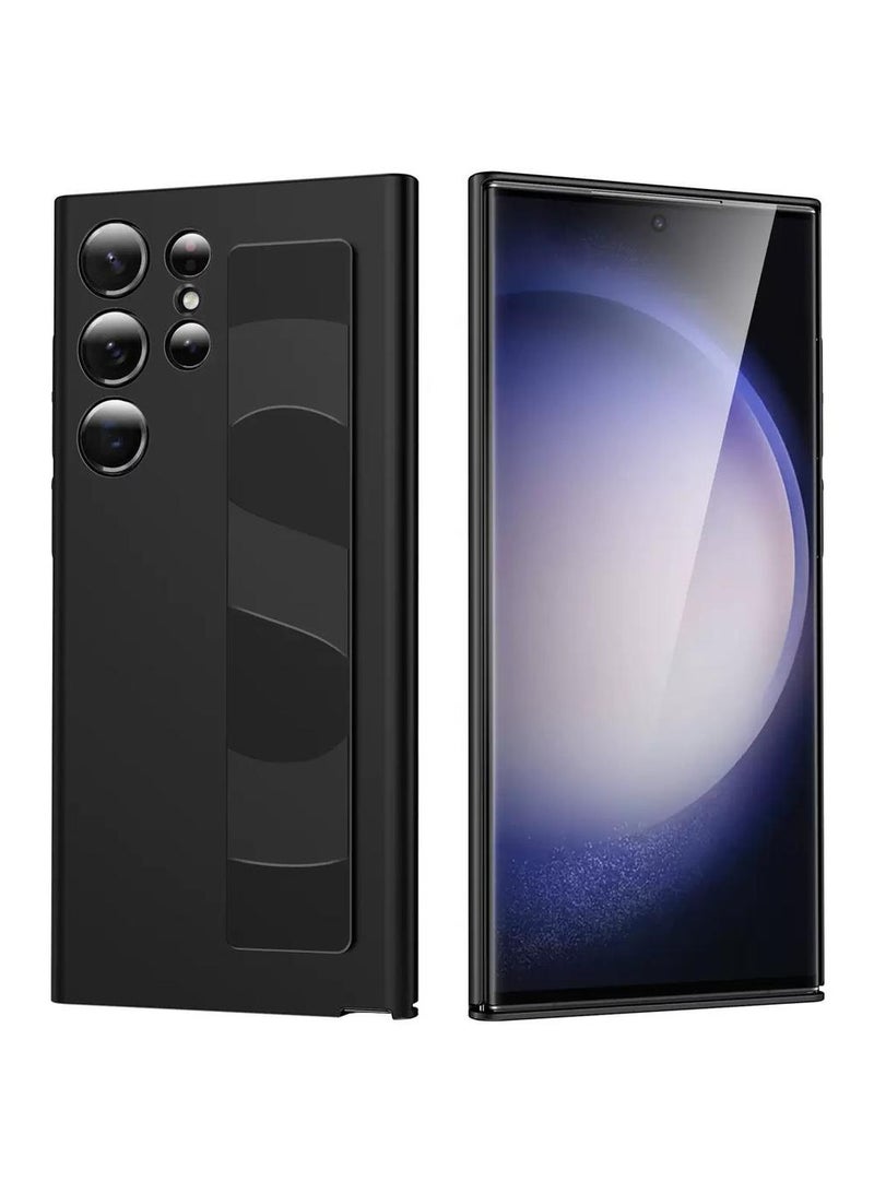 Galaxy S24 Ultra Case with Silicon Wrist Strap – Shockproof, Anti-Fingerprint, Slim Protective Cover - Black - Image 1