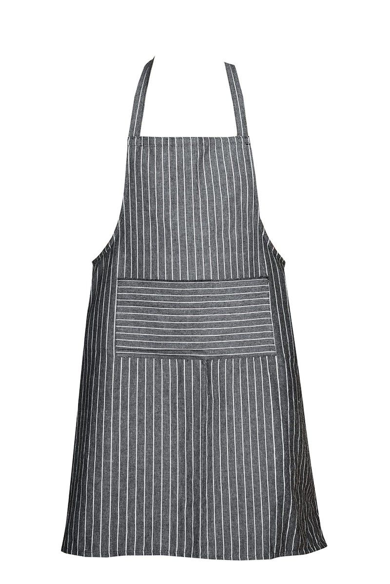 CRAZYWEAVES 100% Soft and Cool Cotton Kitchen Striped Design Apron with Front Centre Pocket, Adjustable Neck Strap and Tie, Restaurants, Catering, Kitchen, Chef Apron for Unisex (Grey) - Image 3
