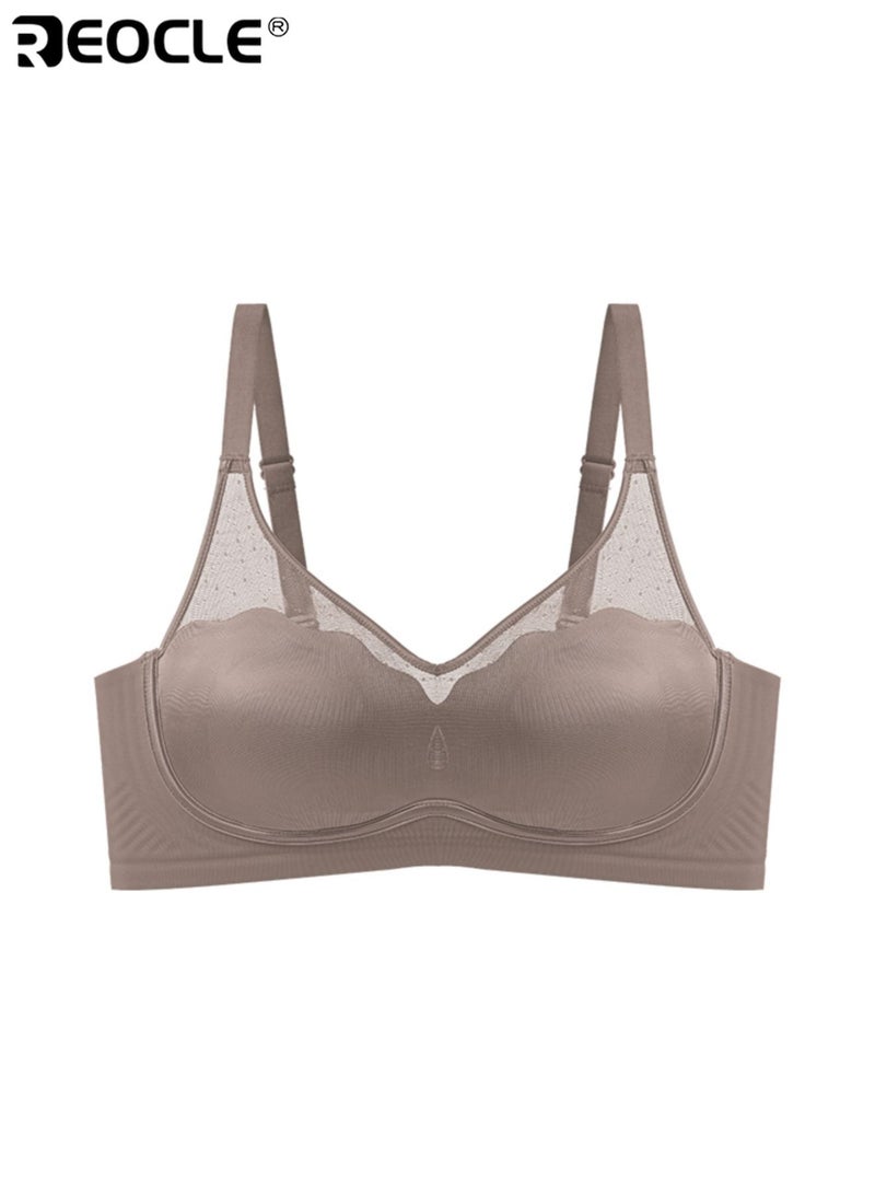 REOCLE Women's Lace-Accented Wireless Bra with Adjustable Straps Comfortable Padded Bra for Daily Wear Casual & Elegant Outfits - Image 1