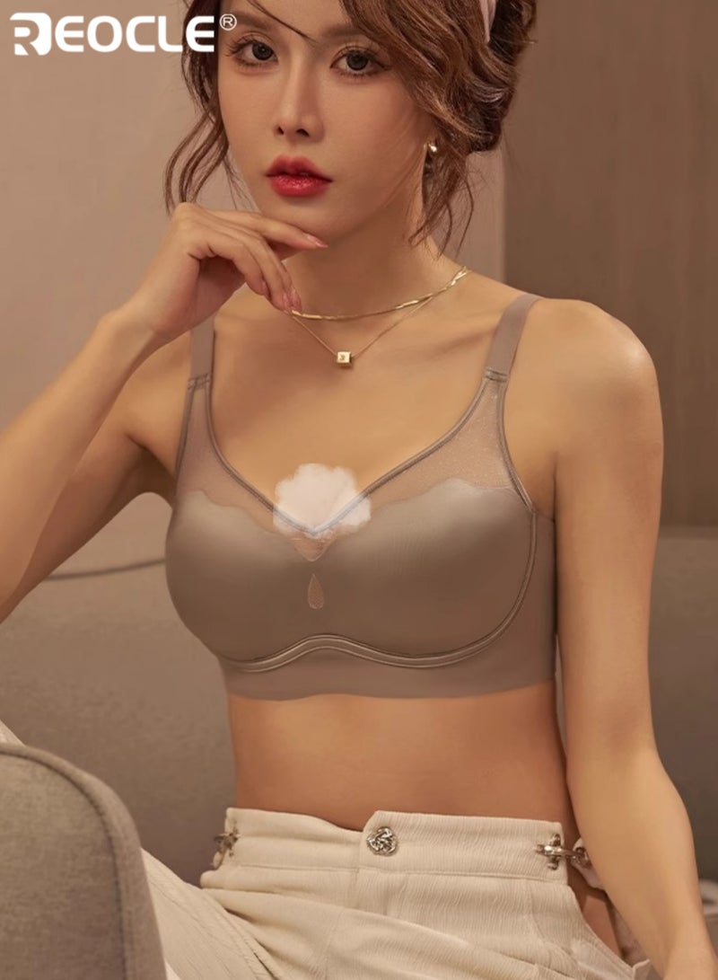 REOCLE Women's Lace-Accented Wireless Bra with Adjustable Straps Comfortable Padded Bra for Daily Wear Casual & Elegant Outfits - Image 4