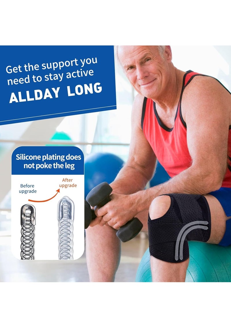 KASTWAVE دعامة ركبة احترافية مع مثبتات جانبية، دعم ركبة قابل للتعديل مع وسادة مينيسكوس ووسادة جل للركبة لتمزق مينيسكوس، آلام الركبة، التعافي من إصابات ACL و MCL للرجال والنساء، التمارين الرياضية، الرياضة (L) - Image 5