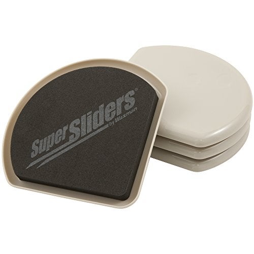 Super Sliders 5 Inch Square Corner Plastic Reusable Furniture Sliders for Carpeted Floors, Durable Foam Pad Surface for Secure Grip (4 Pack, Beige) - Image 3