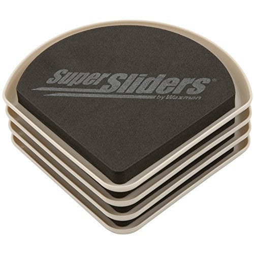 Super Sliders 5 Inch Square Corner Plastic Reusable Furniture Sliders for Carpeted Floors, Durable Foam Pad Surface for Secure Grip (4 Pack, Beige) - Image 4