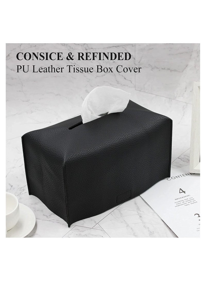 Arabest Decorative PU Leather Tissue Box Holder,  Tissue Box Organizer for Bathroom Vanity Countertop, Night Stand, Bedroom Dresser, Office Desk, Car .  - Image 3
