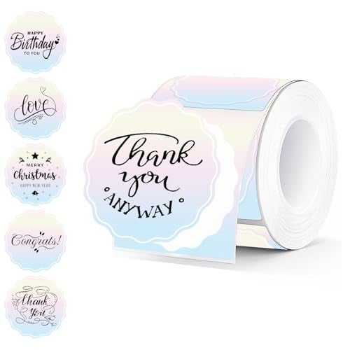 Aurtho 2 Inch Round Thermal Labels, Rainbow Gradient Flower Thermal Sticker Labels for Small Business, Logo Design, Baking,500 Sheets/1 Roll - Image 1