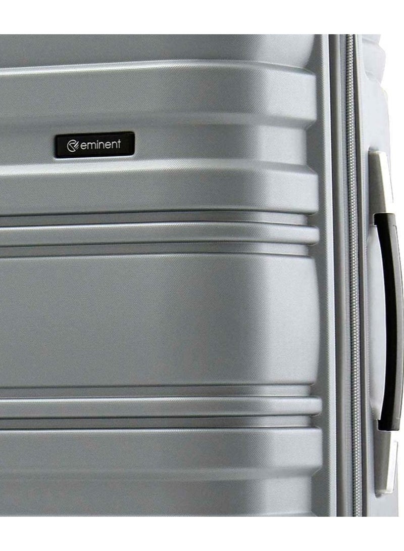 إيمينينت حقيبة سفر بعجلات صلبة خفيفة ومتينة مع قفل  ومقبض تلسكوبي، مجموعة من  قطع، فضي فاتح - Image 5