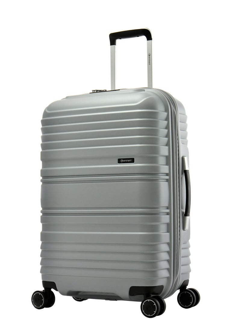 إيمينينت حقيبة سفر بعجلات صلبة خفيفة ومتينة مع قفل  ومقبض تلسكوبي، مجموعة من  قطع، فضي فاتح - Image 2