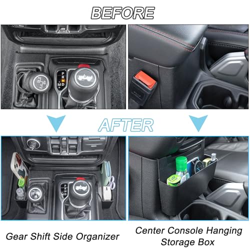 PIMCAR 2-Piece Upgrade Tray Organizer Set for Jeep Wrangler JL/JLU (2018-2025) & Gladiator JT (2020-2025) - Gear Shift Side and Center Console Hanging Storage Box, Durable Interior Accessories - Image 3