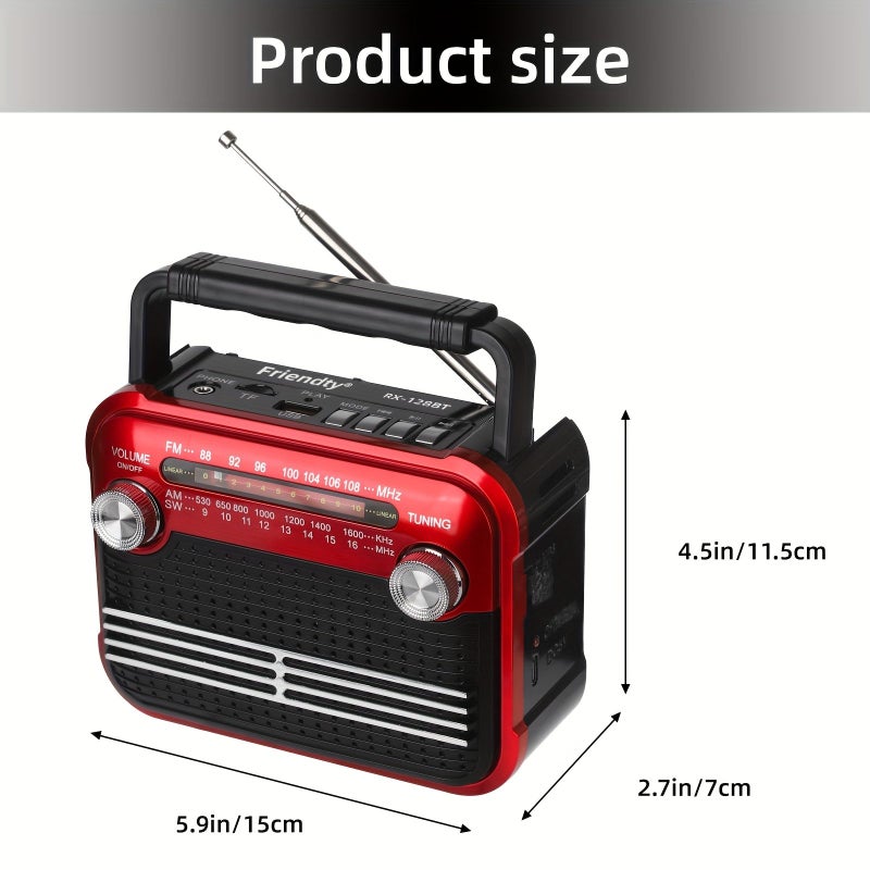Grey Portable AM FM Transistor Radio with 800mAh Battery for Home Outdoor Headphone Jack Senior Gift - Image 2