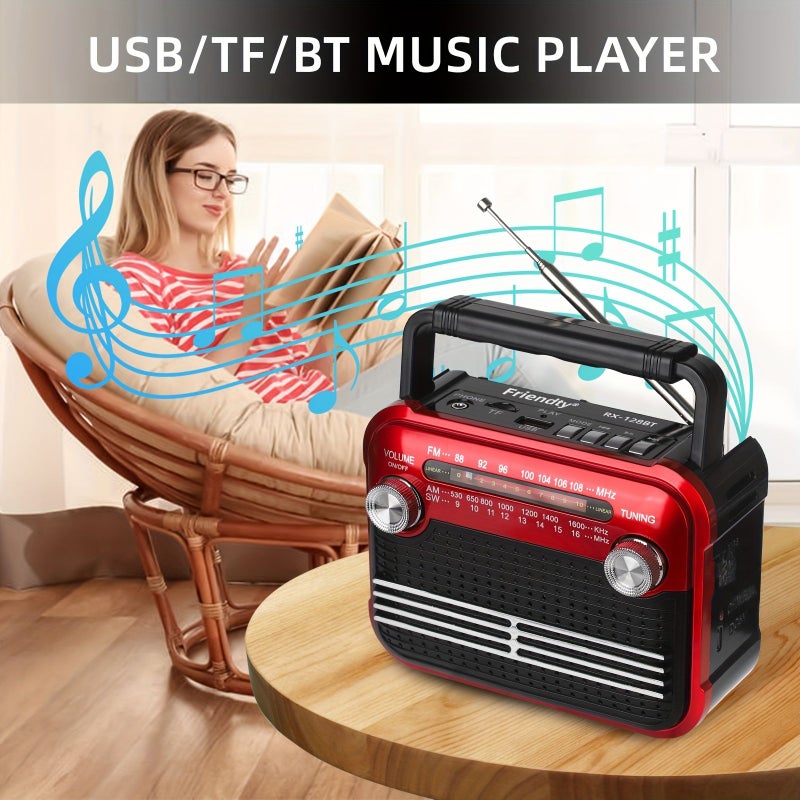 Grey Portable AM FM Transistor Radio with 800mAh Battery for Home Outdoor Headphone Jack Senior Gift - Image 4