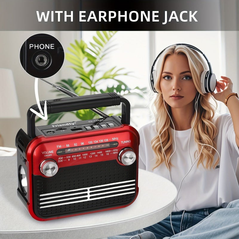 Grey Portable AM FM Transistor Radio with 800mAh Battery for Home Outdoor Headphone Jack Senior Gift - Image 3