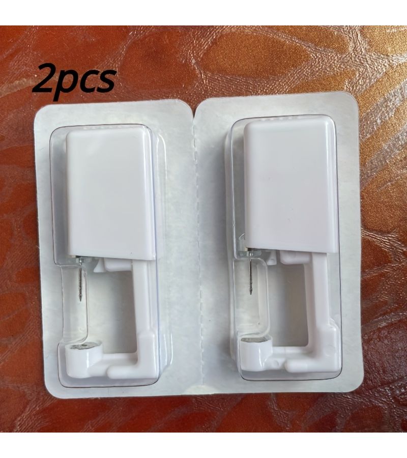 White Disposable Ear Piercing Kit With Pre Installed Earrings Quick Painless Ear Gun Tool Set Safety Earrings And Alcohol Pads Fragrance Free Battery Free Facial Accessories - Image 1