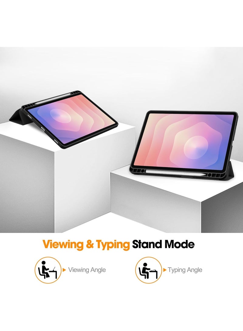 VKL Tablet Case for Samsung Galaxy Tab S11 11 inch 2025 (SM-X730/SM-X736B), Tri-Fold PU Leather Case with Auto Wake/Sleep, Soft TPU Back Cover Built-in Pen Holder (Black) - Image 4