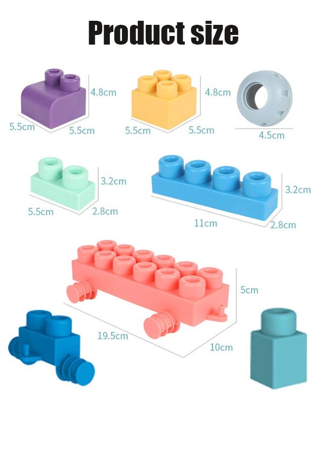 Generic 60 Pcs Building Blocks Set Educational Building Toys, Creative Construction Block Toys Set Learning Playset Kit for Boys Girls, Child Brain Development Preschool Kindergarten Toy Age 0-3  - Image 2