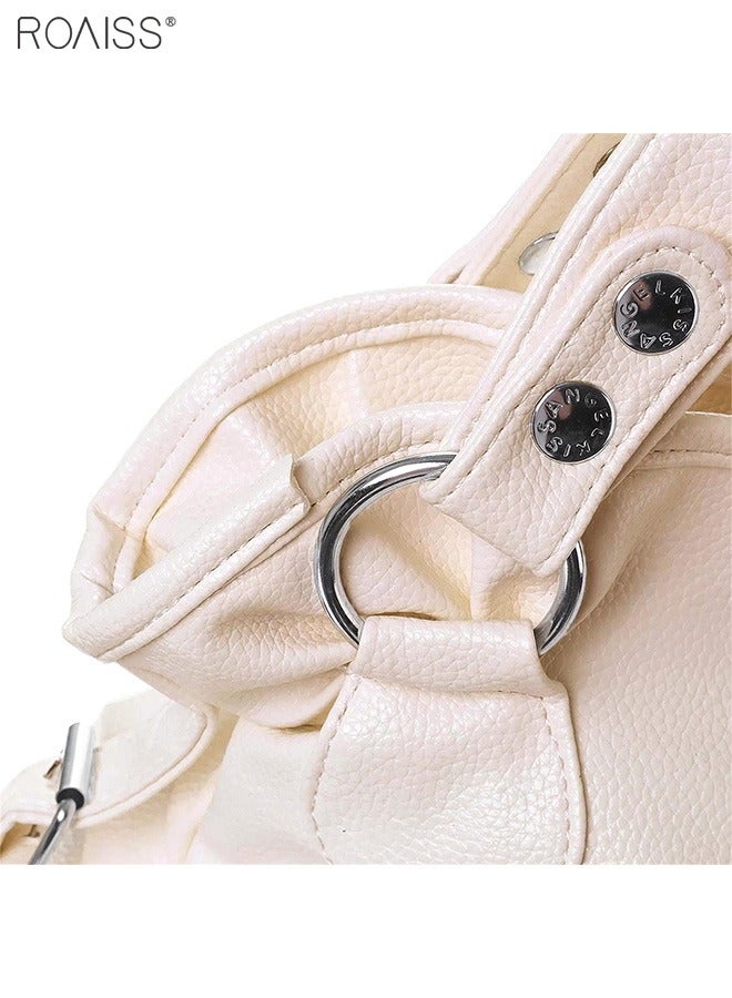 roaiss Women's PU Tote Bag Fashion Soft Leather Tassel Bag Large Capacity Handbag Soft Leather Shoulder Bag  - Image 3