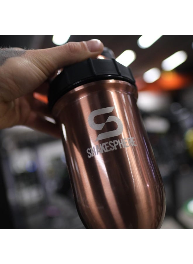 SHAKESPHERE Tumbler STEEL: Insulated Protein Shaker Bottle Keeps Hot Drinks HOT & Cold Drinks COLD, 24 oz (Copper) - Image 2